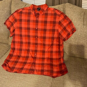 💥men’s north face short sleeve lightweight 2XL shirt monanock plaid red